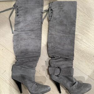 Gray Knee-High Boots